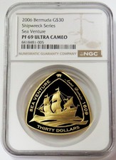 2006 GOLD BERMUDA $30 SEA VENTURE 1oz SHIPWRECK SERIES NGC PROOF 69 UC 5670.00 per troy oz