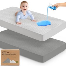 Waterproof Crib Mattress Protector Cover Fitted - 2-Pack Quiet Baby Crib