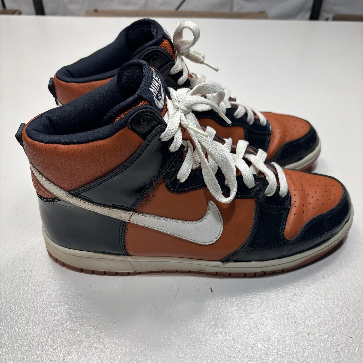 Nike Dunk High Shoes Mens Size Orange Black Patent Leather