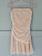 NWT Emerald Sundae White Lace over Cream Strapless Mini Dress Jrs L Y2K Prom