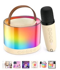 Geschenk JYX FanFun D23 Mini Karaoke Machine for Kids with Microphones Beige LED