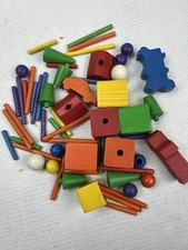 Multi Shape  Color Wooden Building Toy Blocks Lot U B