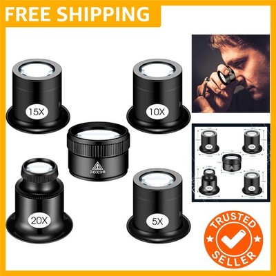 All-in-One Jewelers Loupe - 5-Pc Set with 5X-20X Magnification, Easy to Carry