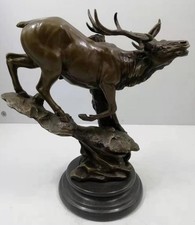 Bronze Sculpture of a Stag 'Calling' - Solid Marble Base - Hot Cast - 30cm High