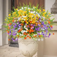 24PCS Artificial Flowers for Outdoors UV Resistant Fake Flowers with Bostern ...
