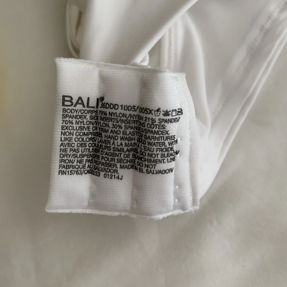 Bali Women's Side & Back Smoothing Underwire Minimizer Bra White 36DDD NWT - Image 4 of 4