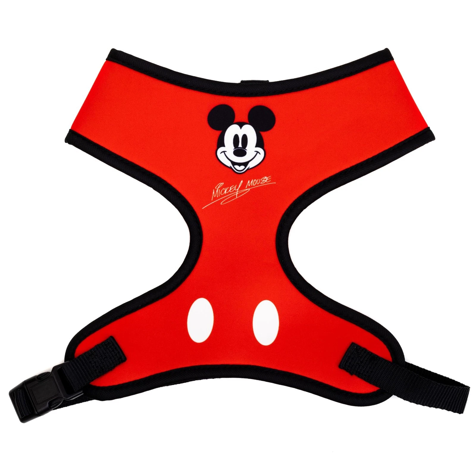Disney Pet Harness, Dog Collar Plastic Buckle, Mickey Mouse Smiling Face Red Bla
