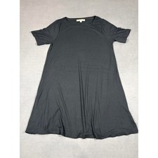 LOFT T-Shirt Dress Womens Medium Black Short Sleeve Button Shoulder