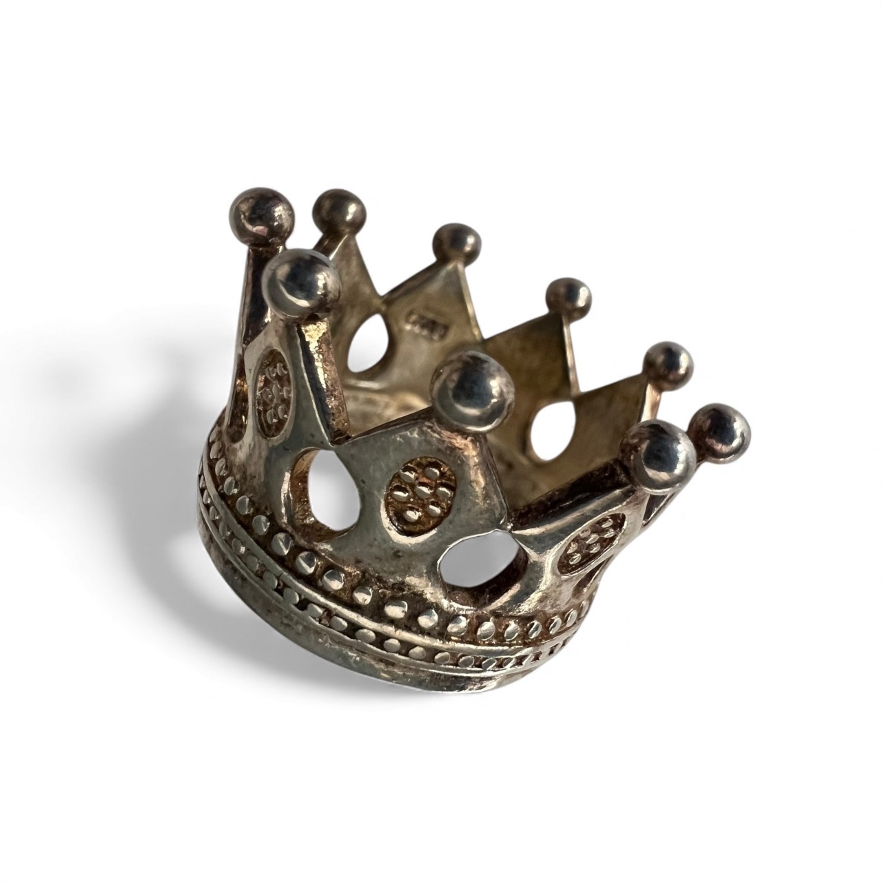 925 Sterling Silver Solid CROWN RING Size 7 US - image 1