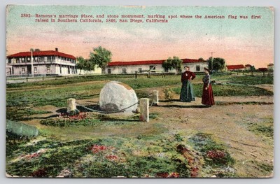 Ramona's Marriage Place Stone Monument San Diego California Postcard