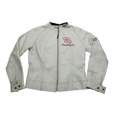Dale Earnhardt Jacket Womens Medium White Leather NASCAR Racing Chase Authentics