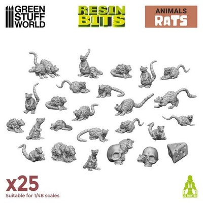 Green Stuff World Small Rats Lot (25) Resin Terrain Models Rats