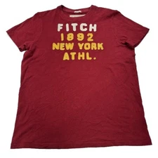 VTG Abercrombie & Fitch Muscle T Shirt L Red Embroidered Mens Single Stitch AF