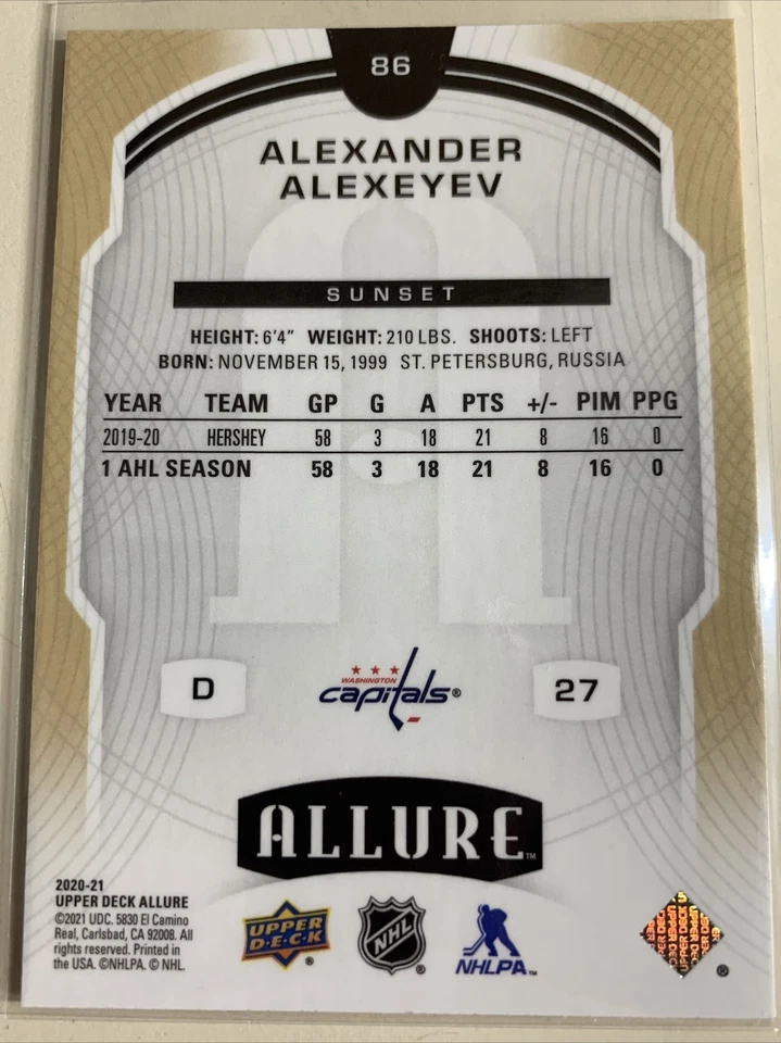 2020-21 Upper Deck Allure Rookie Sunset Alexander Alexeyev #86 Rookie RC - Image 2 of 2