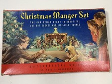 Juego de pesebre de Navidad vintage años 50 #743 gremio catequético St Paul MN