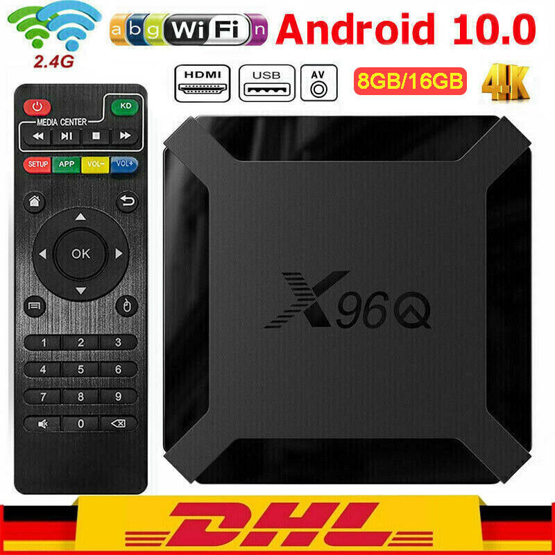 X96Q Android 10.0 Quad Core 4K HD Smart TV BOX WIFI Netzwerk Media Player HDMI