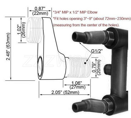 A of Pair Chrome Finish Claw Foot Bathtub Faucet Adjustable Swing Arms Zba183 - Picture 2 of 7