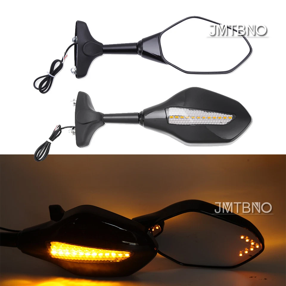 Espejos retrovisores con señales de giro LED para motocicleta Honda CBR Goldwing Interceptor Foto 3 de 4