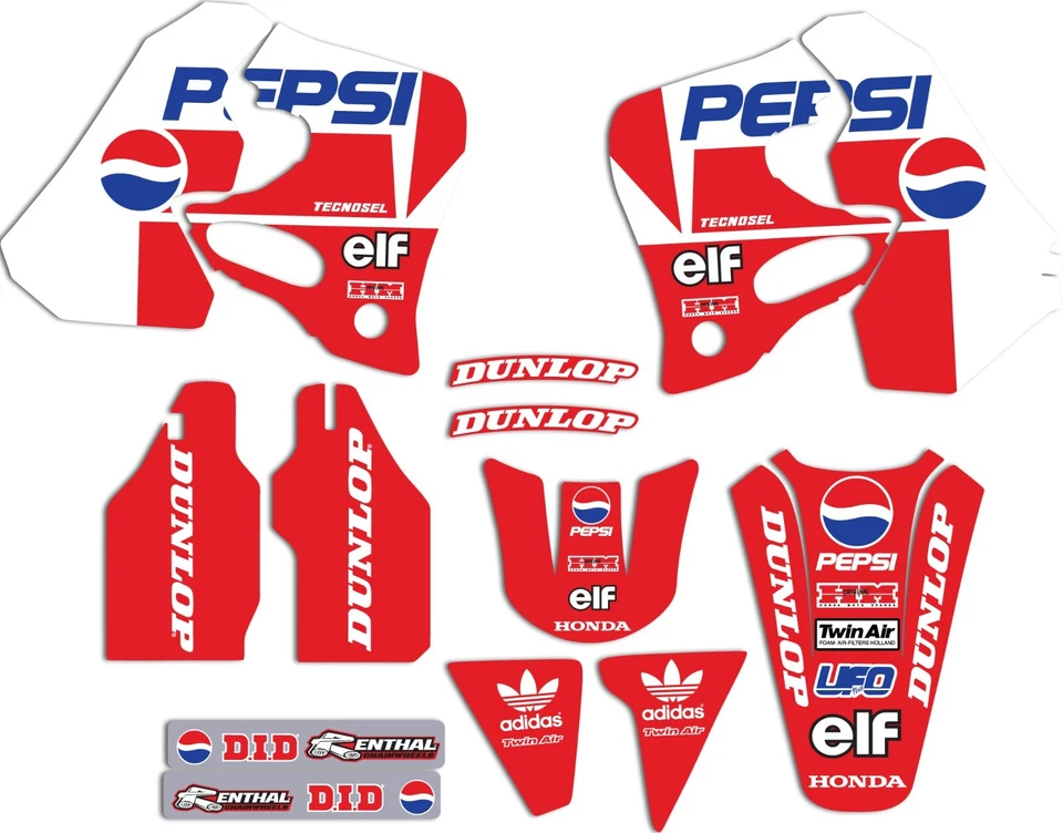 Kit de gráficos Honda Cr 250 1995-1996 kit Pepsi solamente Foto 2 de 3