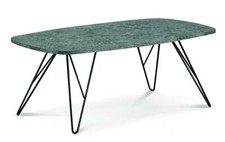 Coffee Table Stone Effect Top Black Metal Legs Retro Coffee Table 