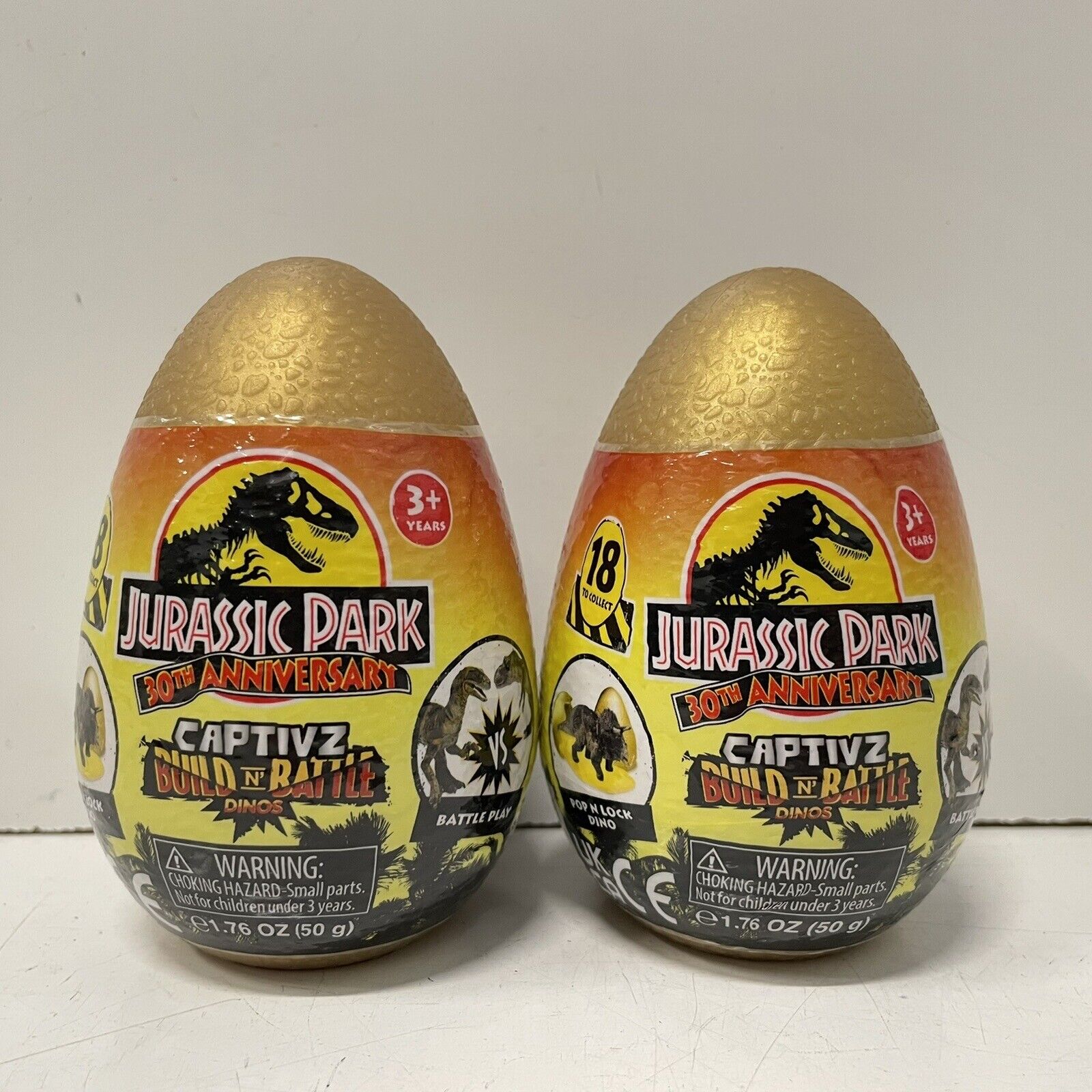 2x Jurassic Park 30th Anniversary Captivz Build N Battle Egg Brachiosaurus