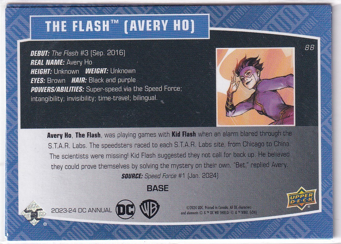 Upper Deck 2023-24 DC Annual No. 88 The Flash (Avery Ho) | eBay