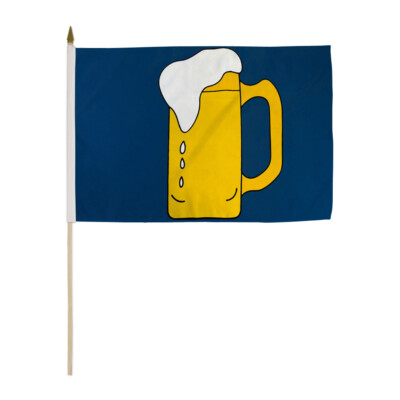1 Dozen Blue Beer Mug Stick Flags 12x18in Handheld Novelty Flag