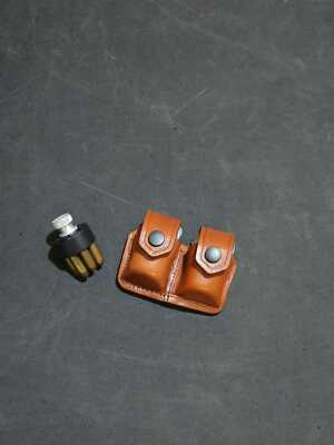 KM005-SW Leather Double Speed loader Pouch with Belt Clip Smith&Wesson Handmade!