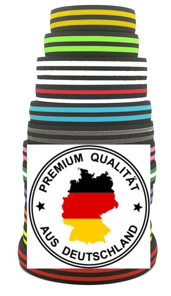 40mm Gummiband gestreift Gummilitze  Wäschegummi Hosengummi Bundgummi, farbig - Bild 2 von 3