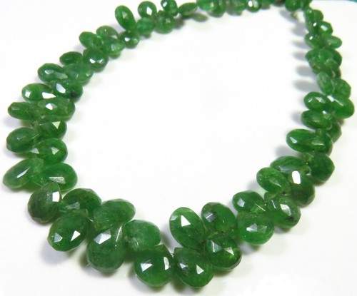 Natural Tsavorite Gems Green Garnet Faceted Pear Beads 8.5 Inch 5-9.5 mm LC-1668 - Picture 3 of 5