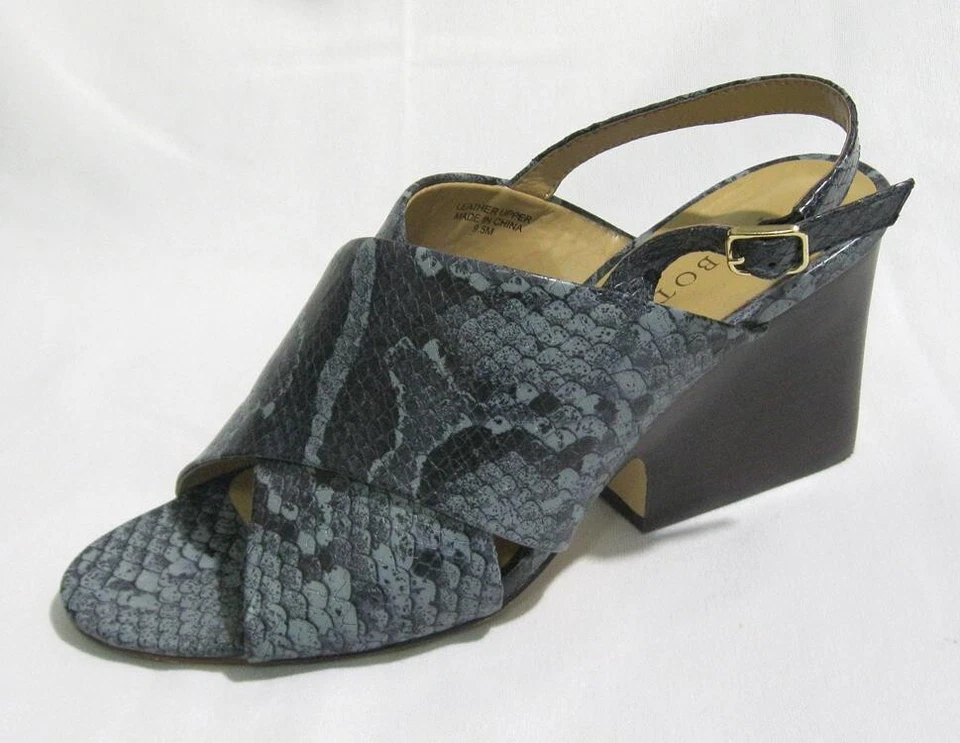 TALBOTS Women's Slingback Wedge Leather Sandals Size 9.5M Blue Snake - EXCELLENT - Image 2 of 4