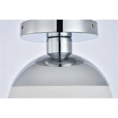 Living District Eclipse 1-Light Metal Flush Mount in Chrome/Frosted White - Picture 4 of 5