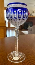 AJKA-Blue Wine Hock Glass-WATERFORD Crystal CLARENDON Labeled-Cobalt Blue
