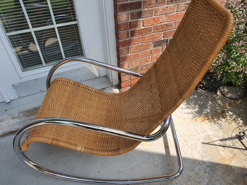 Chair Wooden Bamboo Stainless Steel Chrome Deck Porch Rocker Chair Made in Italy - Picture 8 of 12