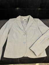 Calvin Klein Womens Blazer Jacket Sz 8 Gray Button Front Lined