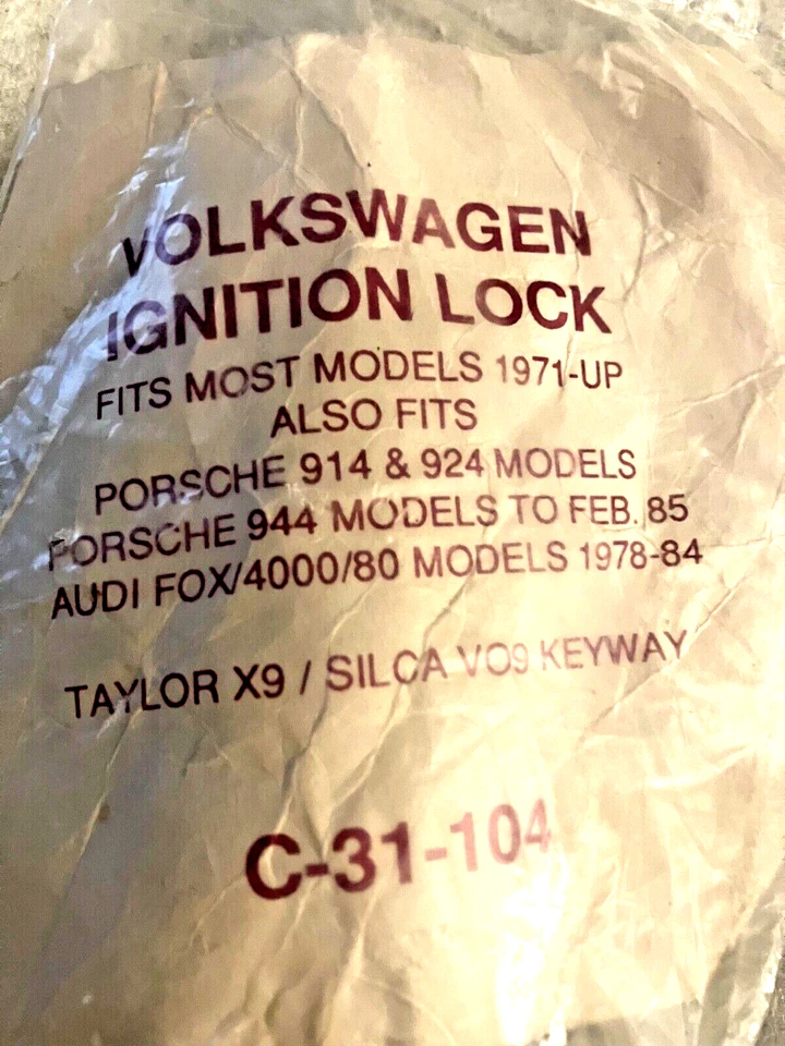 NOS VW Volkswagen Ignition Lock Cylinder 2 Keys + Porsche 914 924 944 Audi Fox - Image 3 of 4