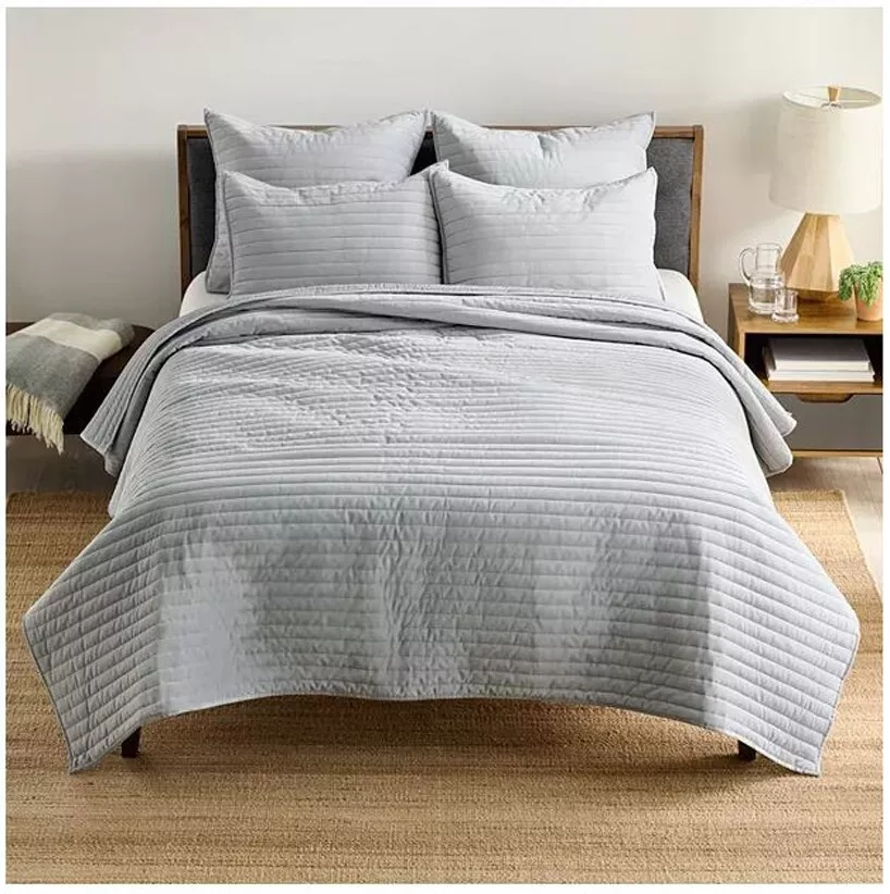 New Sonoma Goods For Life Cotton Velvet King/Cal King Quilt Set with Shams  Gray