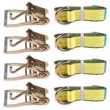 4 set Lasso Wheel Lift Straps 2" Ratchets J Finger Hooks Tow Truck Tie Down