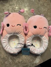 Squishmallow Girls Slippers Maribel The Pink Butterfly - Size 2-3 Big Kid Nwt