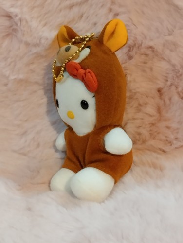 Vintage Hello Kitty Mini Brown Hog w/ Hood 4" Plush Doll Sanrio VG Cond. - Picture 7 of 11