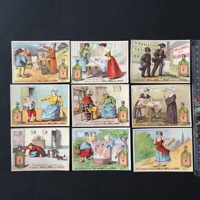 Eau De Javel La Croix 9 Chromos Magicien Corset Schornsteinfeger 1900 Anciens...