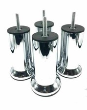 4x 120MM METAL CHROME CYLINDER LEGS FOR SOFA BEDS CHAIRS STOOLS CABINET