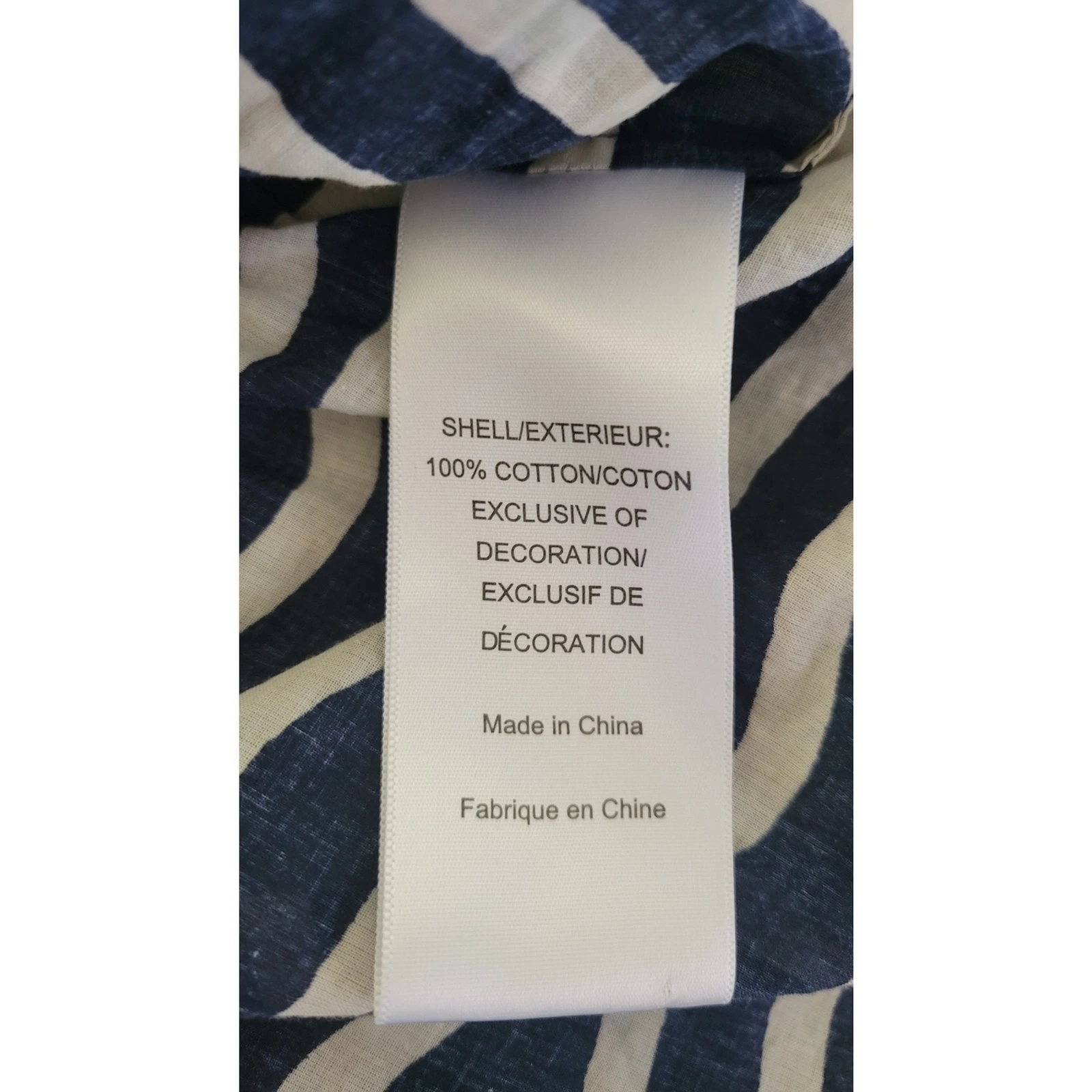 Tunica donna Tory Burch blu navy e bianco in cotone trasparente