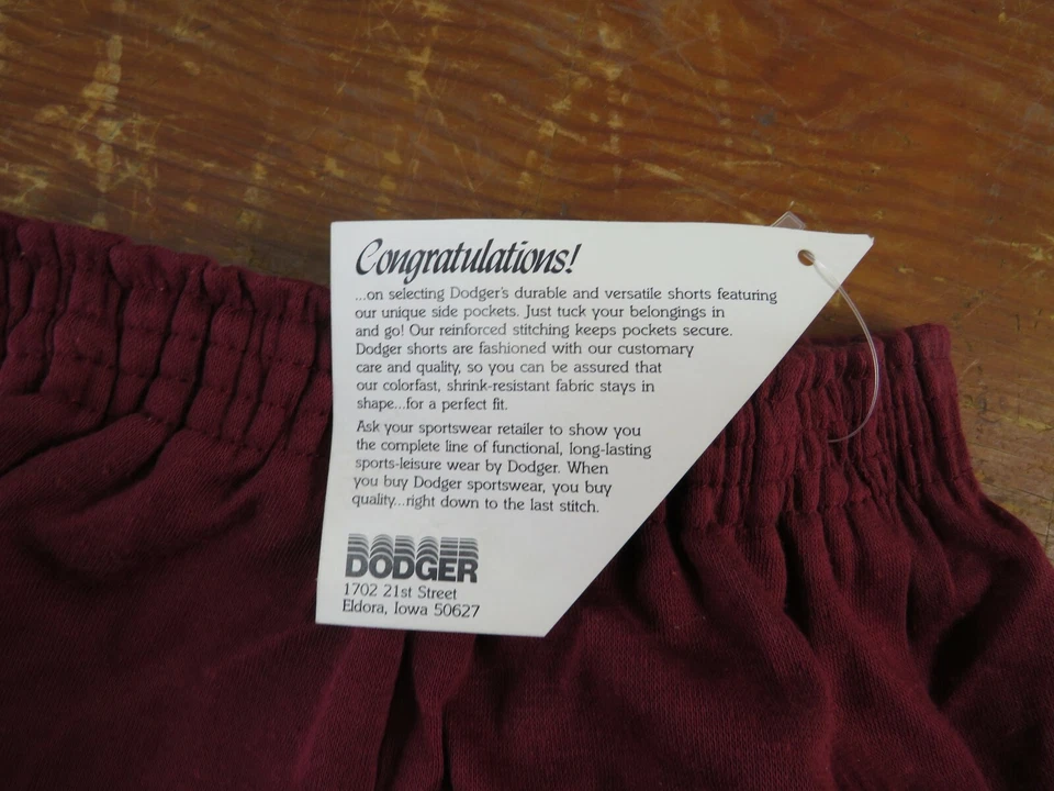 Pantalones Cortos De Colección NOS Años 70 Dodger Gimnasio Correr Talla Juvenil Granate Foto 3 de 4