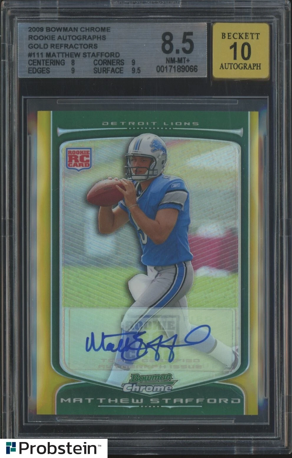 Matthew Stafford Bowman Chrome Rookie Jersey Autographs #MS Gold Refractor