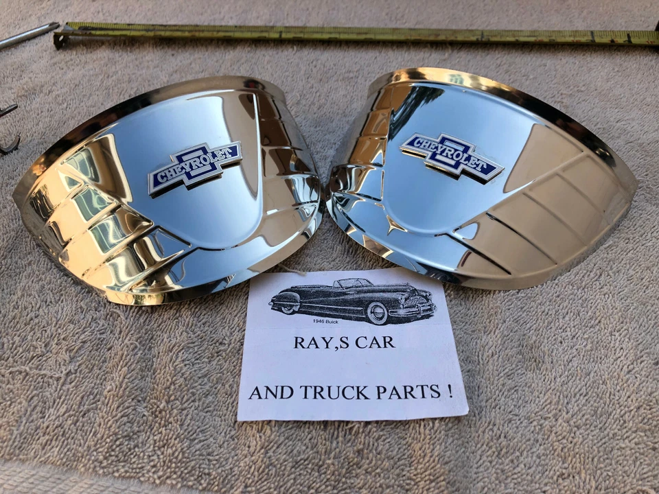 ¡NUEVO PAR DE VISERAS DE LUZ DE CABEZA DE ACERO INOXIDABLE ESTILO VINTAGE B/T! ¡Coche o camión! Foto 4 de 4