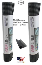 2 Shelf and Drawer Liner 12" x 36" Trim to Fit Black Anti-Slip Mat Grip Non Skid