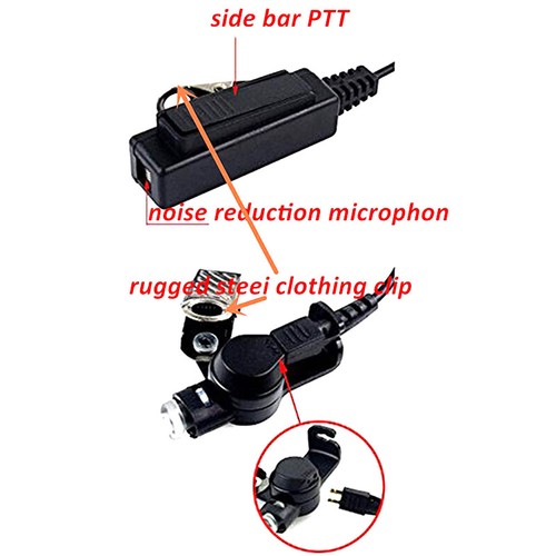 2-Wire Headset Earpiece Mic For MOTOROLA XPR3300 XPR3500 E8608 XIR P6620 Radio - Zdjęcie 4 z 8