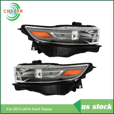 Set Headlights Assembly For Ford Taurus 2013-2016 Halogen Left+Right Side Clear