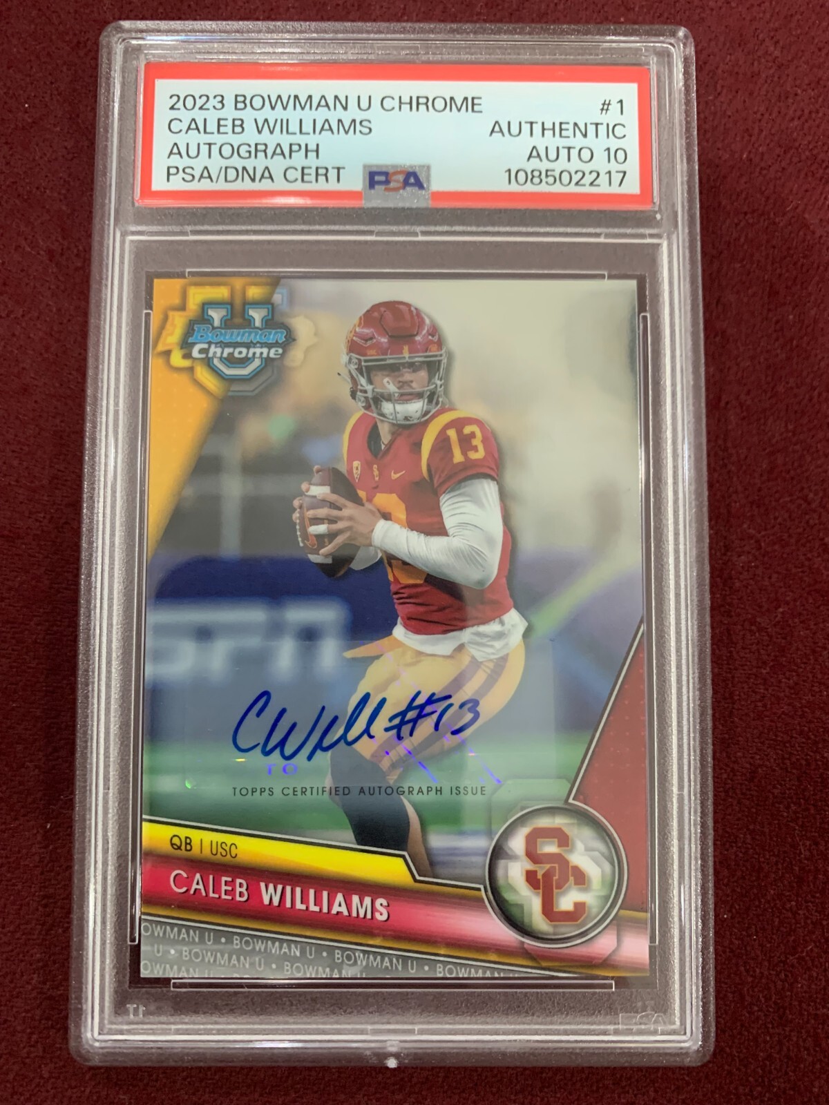 Caleb Williams 2023 Bowman U Chrome Auto Rookie Card  PSA 10 Auto Grade